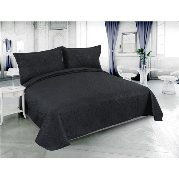 Marina Decoration Black Twin Quilt Set - 2-Piece