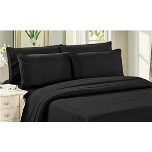 Marina Decoration Queen Black Polyester Bed Sheets - 6-Piece