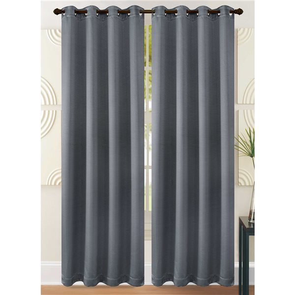 Panneau de rideau occultant simple Marina Decoration gris de 95 po en polyester avec doublure standard