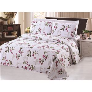 Draps Marina Decoration rose et blanc pour lit à deux places en polyester, 6 mcx