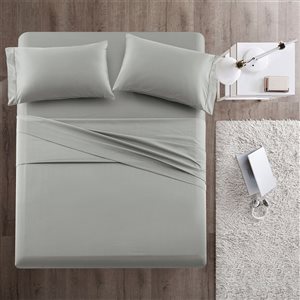 Marina Decoration King Silver Cotton Bed Sheets - 4-Piece