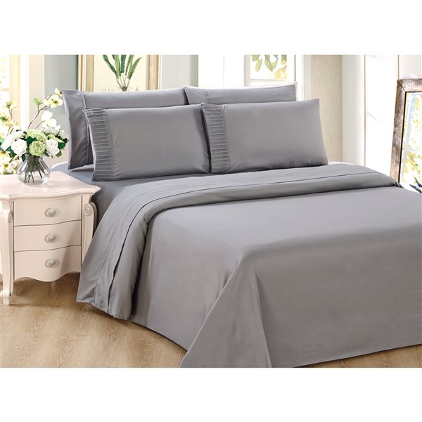 Light Grey Polyester Bed Sheets, Light Grey King Bed Sheets