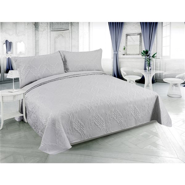 Marina Decoration Silver King Quilt Set - 3-Piece