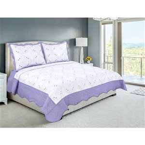 Marina Decoration Purple Floral King Quilt Set - 3-Piece