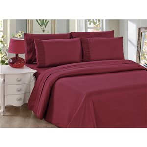 Marina Decoration Twin XL Burgundy Polyester Bed Sheets - 4-Piece