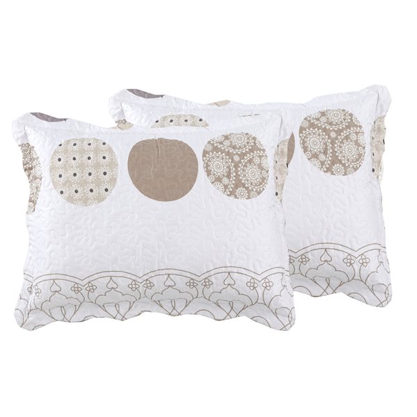 Marina Decoration Grey, Silver, Taupe and Cream Geometric Full/Queen Quilt Set - 3-Piece