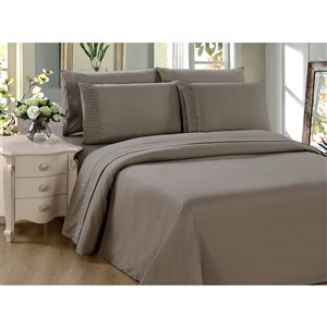 Marina Decoration Twin XL Taupe Polyester Bed Sheets - 4-Piece