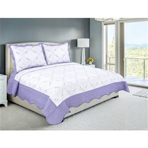 Marina Decoration Purple Floral Full/Queen Quilt Set - 3-Piece