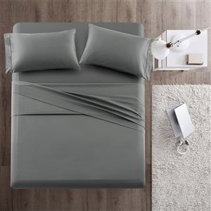 Marina Decoration King Grey Cotton Bed Sheets - 4-Piece