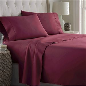 Marina Decoration Full Burgundy Cotton blend Bed Sheets - 4-Piece