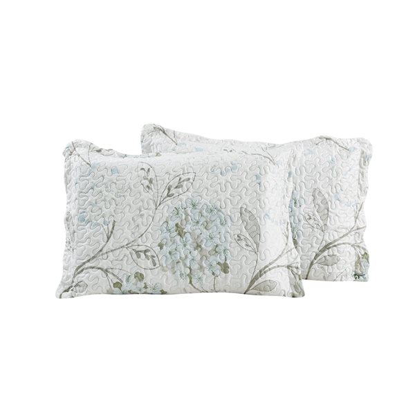 Marina Decoration Blue and White Floral King Quilt Set - 3-Piece