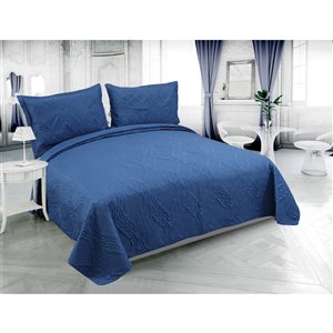 Ensemble de courtepointe Marina Decoration bleu marine pour très grand lit, 3 mcx