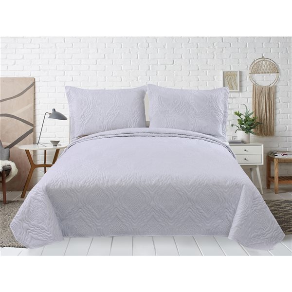 Marina Decoration White King Quilt Set - 3-Piece