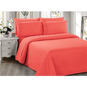 Draps Marina Decoration corail pour lit à deux places en polyester, 6 mcx