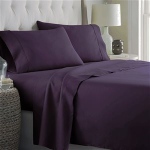 Marina Decoration Full Eggplant Cotton blend Bed Sheets - 4-Piece