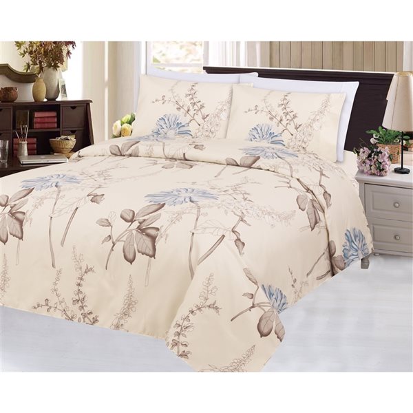 Marina Decoration Blue and Cream Queen Duvet Cover Set - 3-Piece