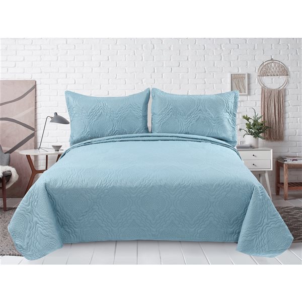 Marina Decoration Light Blue King Quilt Set - 3-Piece