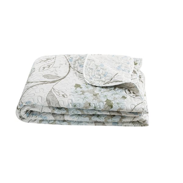 Marina Decoration Blue and White Floral Twin Quilt Set - 2-Piece