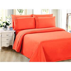 Marina Decoration Full Orange Polyester Bed Sheets - 6-Piece