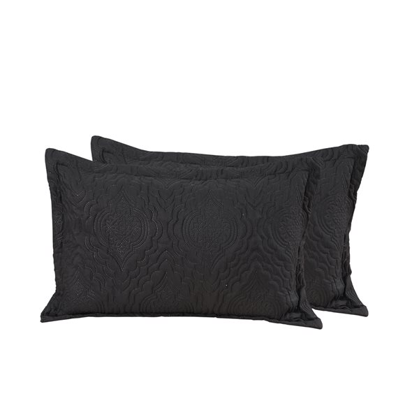 Ensemble de courtepointe Marina Decoration noir pour très grand lit, 3 mcx