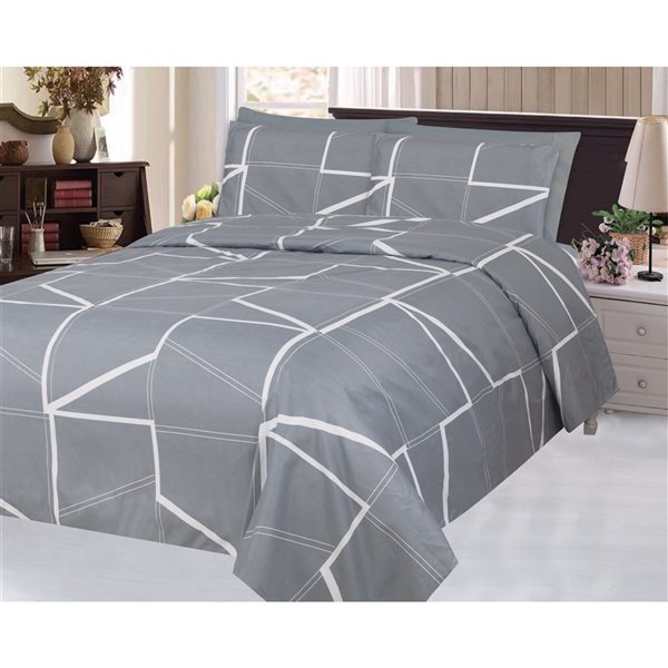 Marina Decoration Grey Queen Size Duvet Cover Set - 3-Piece