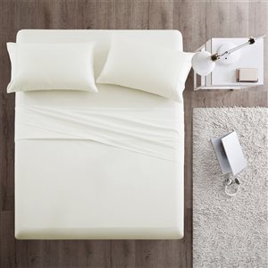 Marina Decoration Full Ivory Cotton Bed Sheets - 4-Piece