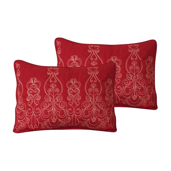 Marina Decoration Red Floral King Quilt Set - 3-Piece