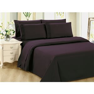 Marina Decoration King Eggplant Polyester Bed Sheets - 6-Piece