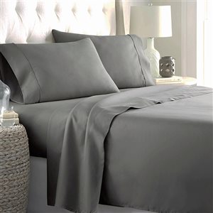 Marina Decoration Full Grey Cotton blend Bed Sheets - 4-Piece