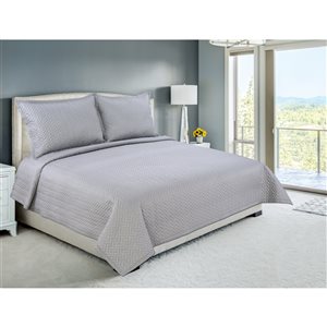 Marina Decoration Silver Herringbone Full/Queen Quilt Set - 3-Piece