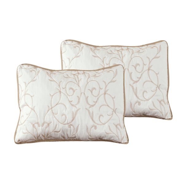 Marina Decoration Gold and White Floral King Quilt Set - 3-Piece