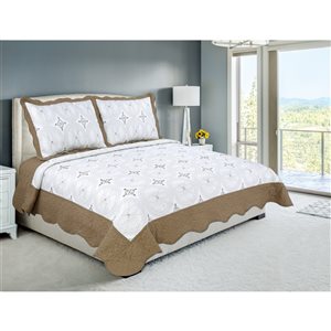 Marina Decoration Taupe Geometric California King Quilt Set - 3-Piece