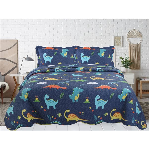 Marina Decoration Blue, Green, Yellow and Red Kids Full/Queen Quilt Set - 3-Piece