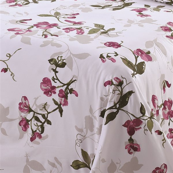 Marina Decoration Queen Pink and White Polyester Bed Sheets - 6-Piece