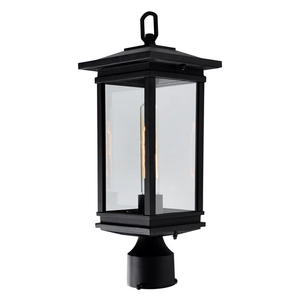 CWI Lighting Oakwood 40 Watts 17.5-in Black Farmhouse Pier Mount Light