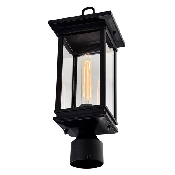 CWI Lighting Oakwood 40 Watts 17.5-in Black Farmhouse Pier Mount Light