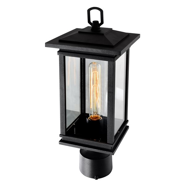 CWI Lighting Oakwood 40 Watts 17.5-in Black Farmhouse Pier Mount Light