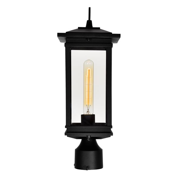 CWI Lighting Oakwood 40 Watts 17.5-in Black Farmhouse Pier Mount Light