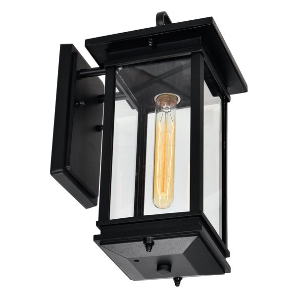 CWI Lighting Oakwood 14-in Black Hardwired Medium Base Outdoor Wall Light