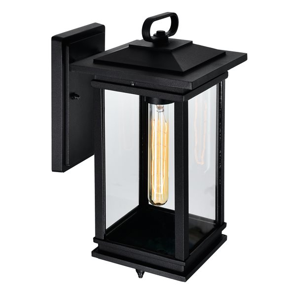 CWI Lighting Oakwood 14-in Black Hardwired Medium Base Outdoor Wall Light