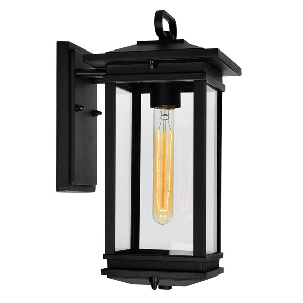 CWI Lighting Oakwood 14-in Black Hardwired Medium Base Outdoor Wall Light