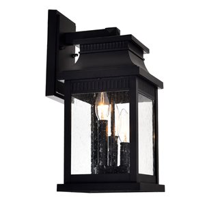 CWI Lighting Milford 16-in Black Hardwired Candelabra Base Outdoor Wall Light