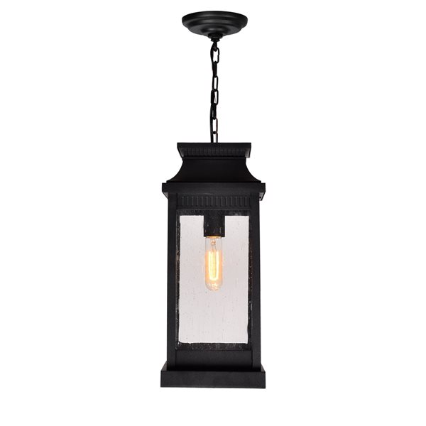 CWI Lighting Milford Farmhouse Clear Glass Black Lantern LED Mini Pendant Light