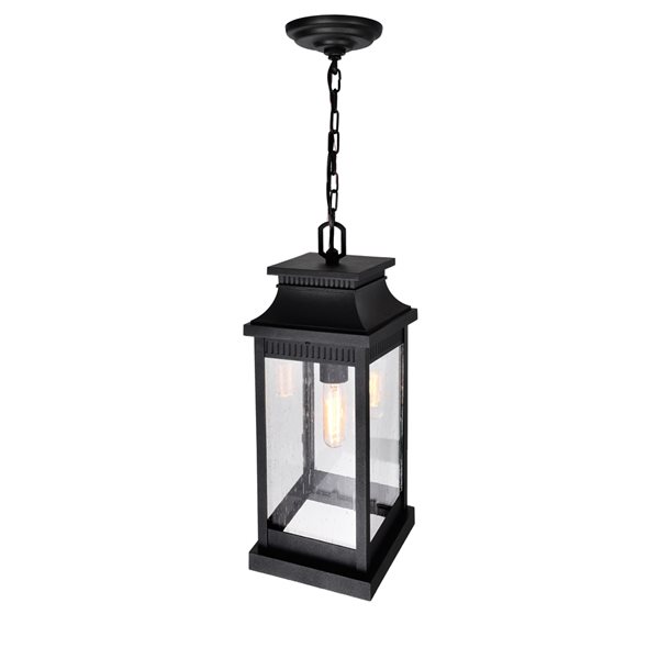 CWI Lighting Milford Farmhouse Clear Glass Black Lantern LED Mini Pendant Light