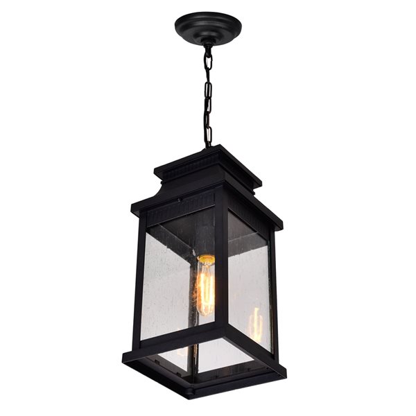 CWI Lighting Milford Farmhouse Clear Glass Black Lantern LED Mini Pendant Light