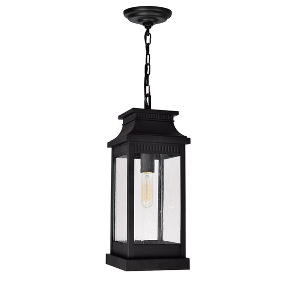 CWI Lighting Milford Farmhouse Clear Glass Black Lantern LED Mini Pendant Light