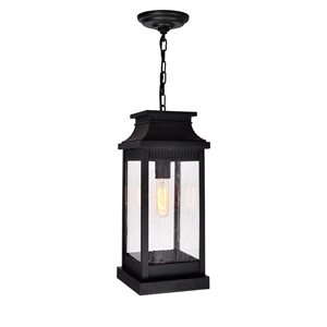 CWI Lighting Milford Farmhouse Clear Glass Black Lantern LED Mini Pendant Light