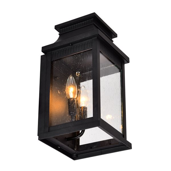 CWI Lighting Milford 14-in Black Hardwired Candelabra Base Outdoor Wall Light