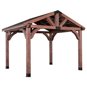 Backyard Discovery Arlington 10-ft x 12-ft Brown Wood Permanent Gazebo With Steel Roof