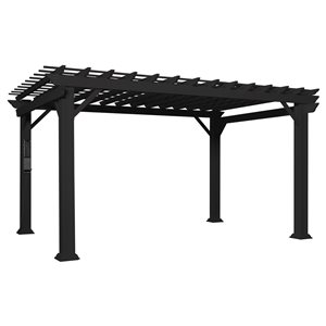 Pergola Stratford brune autoportante en métal de 14 pi x 10 pi de Backyard Discovery, auvent inclus